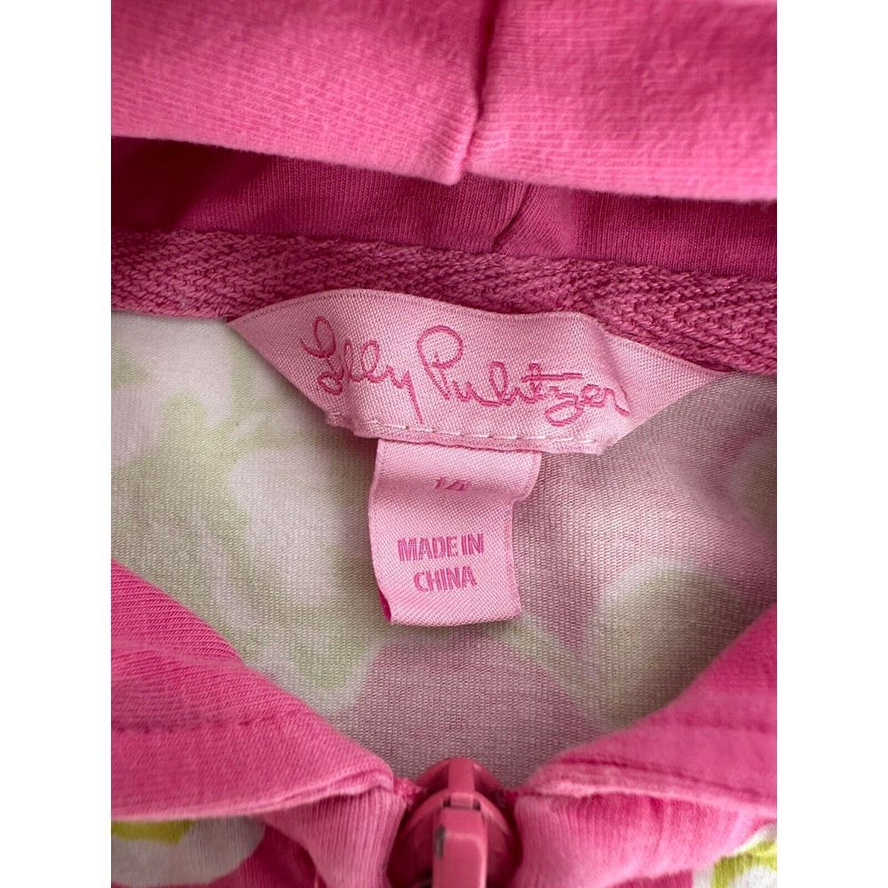 LILLY PULITZER  Girls Petula Hotty Pink Zip Up Hooded Jacket Size 14 Green‎ Pink - Picture 2 of 7